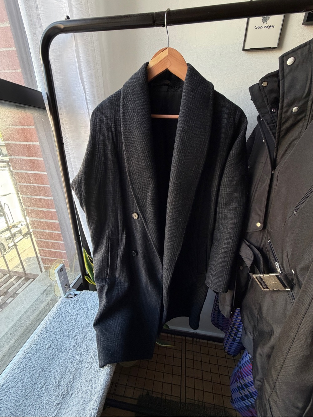 All Saints-Black Shawl Collar Overcoat